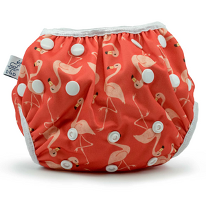 beau + belle littles baby nageuret reusable swim diaper (0-3yrs) - flamingos
