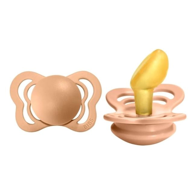 Bibs Pacifier Couture Latex Anatomical - Peach 2pk