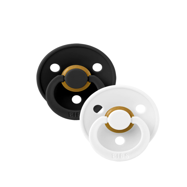 Bibs Original Colour Collection Round Latex Pacifier 2pk - Black/White