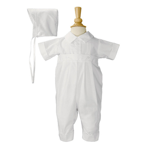 little things mean a lot boys poly-cotton pintuck romper