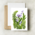 bottle branch botanical card - ferns & blue flowers