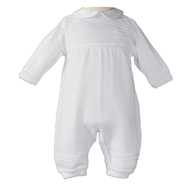 little things mean a lot boys cotton knit baptism coverall