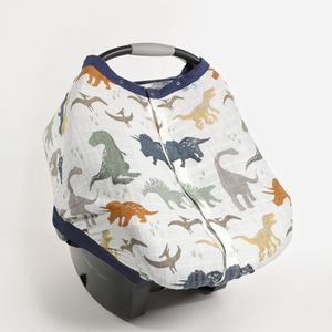 Little Unicorn Cotton Muslin Car Seat Canopy 2 - Dino Friends