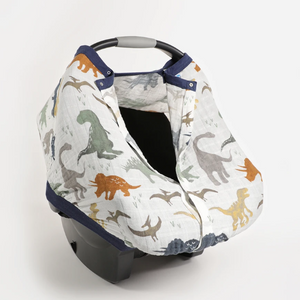 Little Unicorn Cotton Muslin Car Seat Canopy 2 - Dino Friends