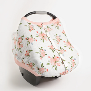 Little Unicorn Cotton Muslin Car Seat Canopy 2 - Watercolor Roses