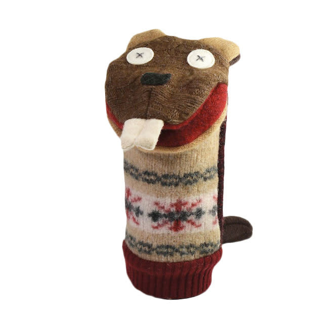 cate & levi wool animal puppet - beaver
