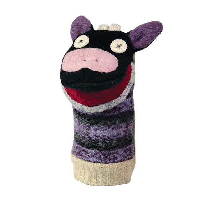 cate & levi wool animal puppet - cow