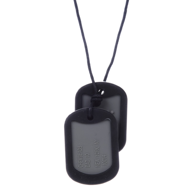 chewbeads dog tags silicone teething necklace - black