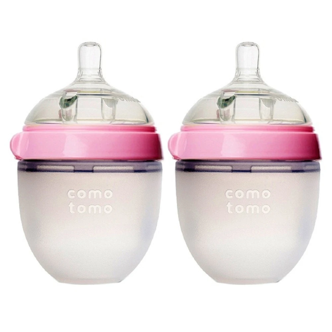 comotomo natural feel bottle 2pk - pink 5oz (150ml)