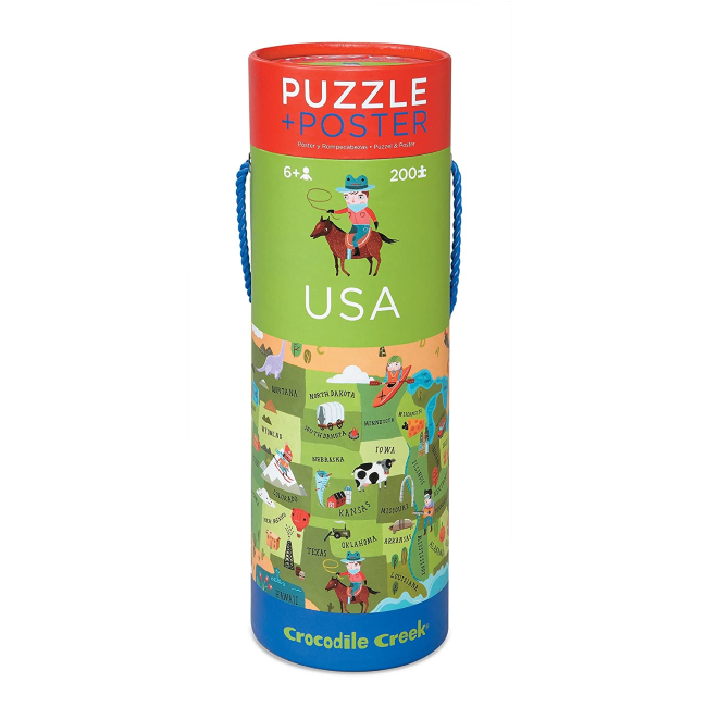 crocodile creek 200 piece puzzle & poster - USA