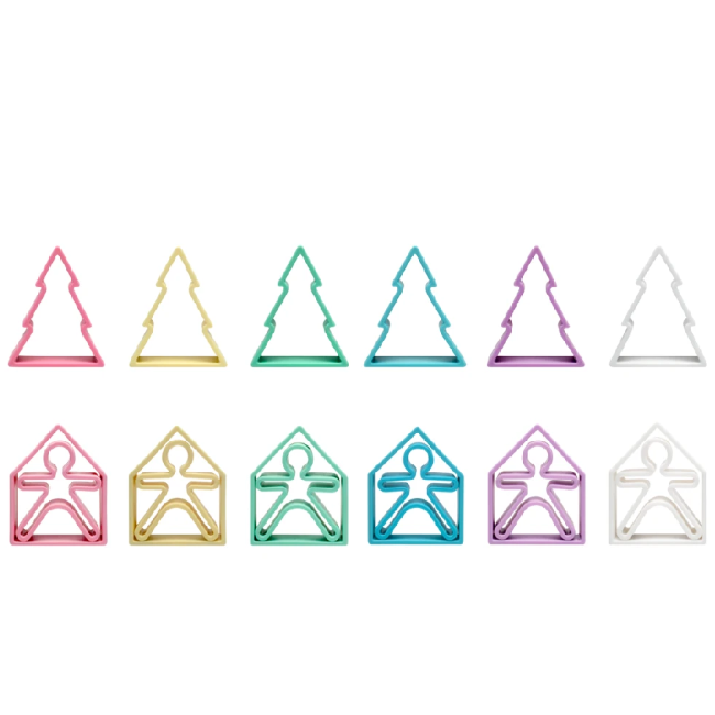dena silicone 6 kids, house & trees - pastel