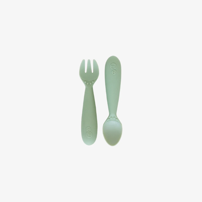 ezpz mini utensils fork + spoon - sage