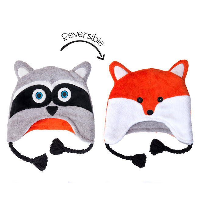 flapjacks kids winter hat raccoon/fox