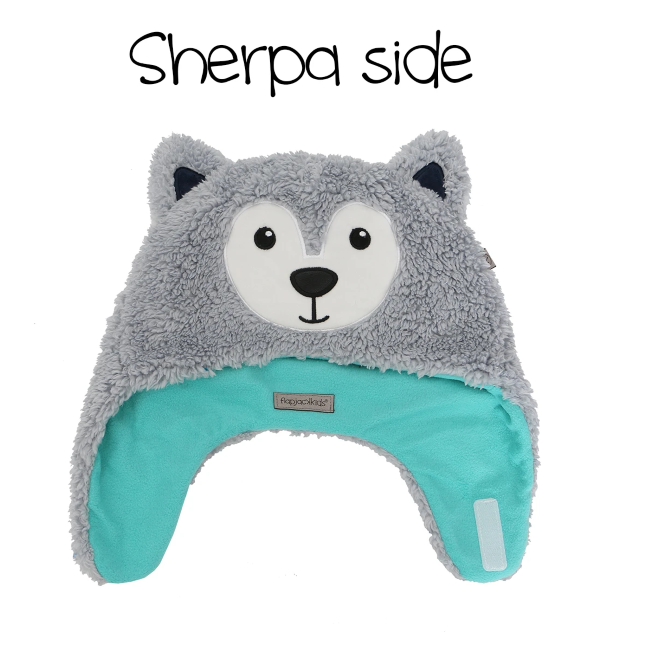 flapjacks reversible sherpa hat wolf ski goggles