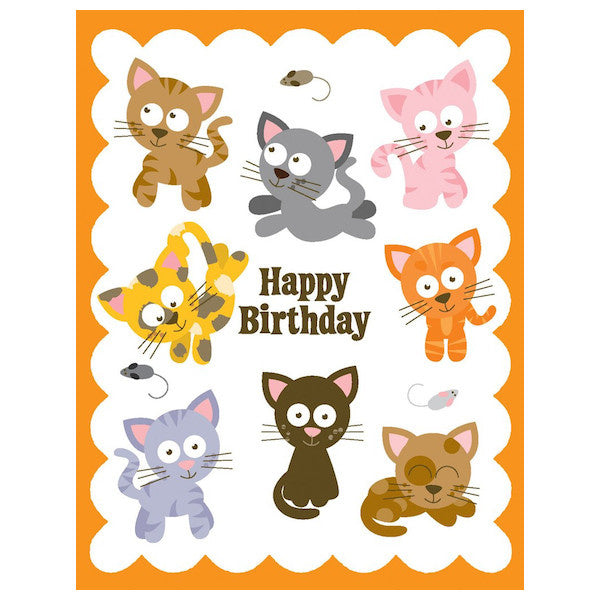 yellow bird paper greetings - kittens birthday glitter card