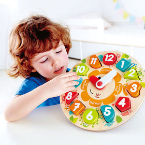 hape toys chunky clock wooden puzzle