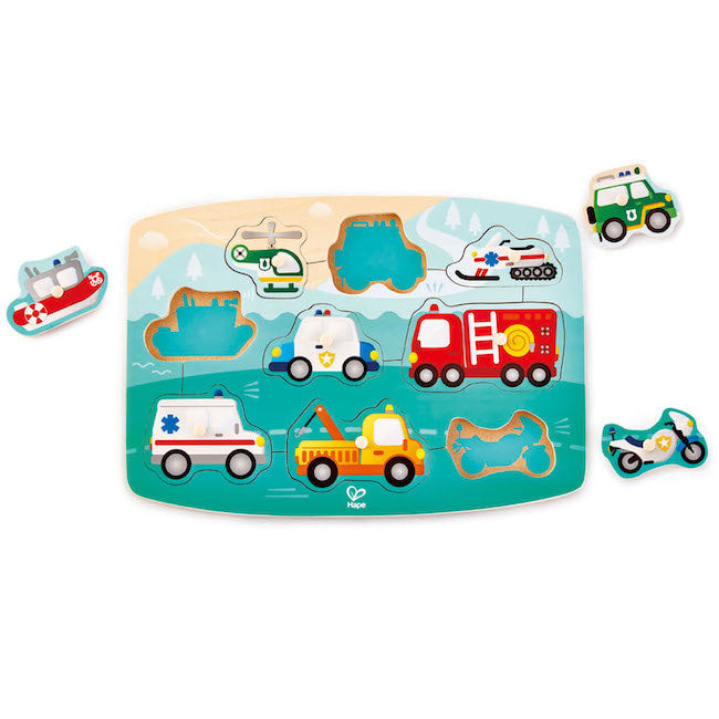 hape toys emergency wooden peg puzzle