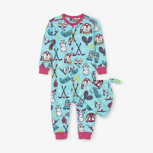 hatley winter traditions baby coverall + hat