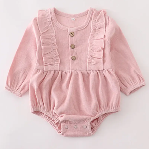 honeydew corduroy baby bubble onesie - blush