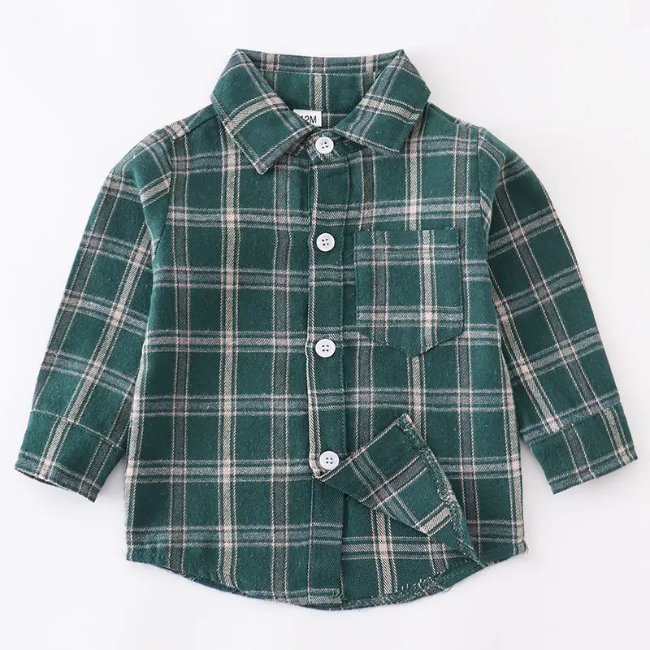 honeydew plaid button down shirt - forest