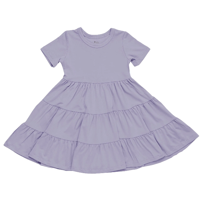 kyte baby short sleeve tiered dress - taro