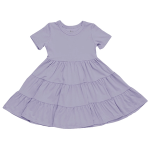 Kyte Baby Short Sleeve Tiered Dress in Taro