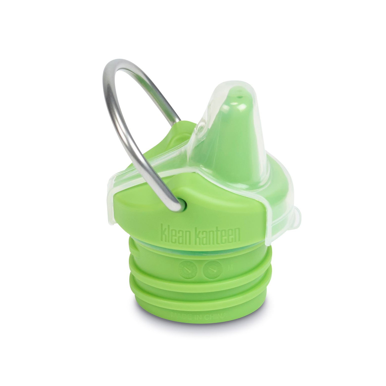 klean kanteen kid kanteen sippy cap for classic bottles - green with metal loop