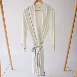 Kyte Mama Adult Bath Robe in Cloud with Storm Srim