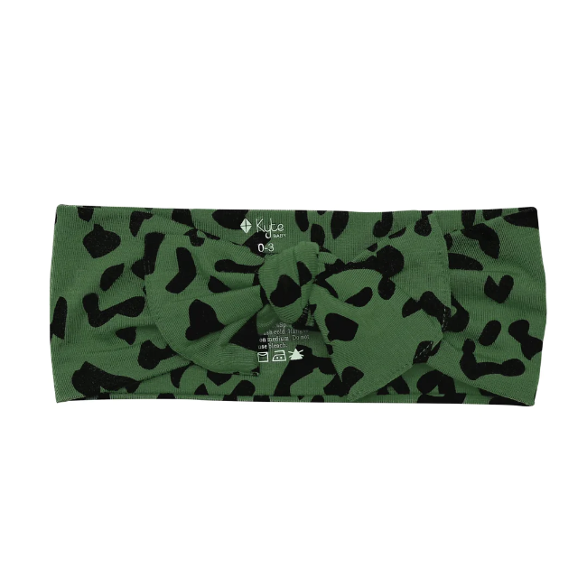 kyte baby bow printed in hunter leopard
