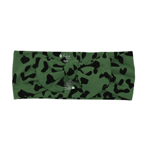 kyte baby bow printed in hunter leopard
