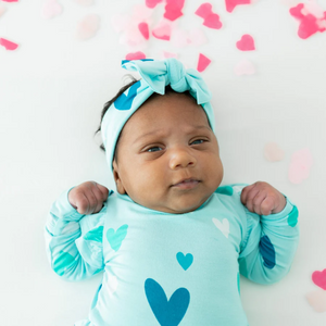 Kyte Baby Bow Printed in Robin Hearts