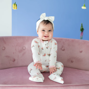 kyte baby printed zippered footie - butterfly