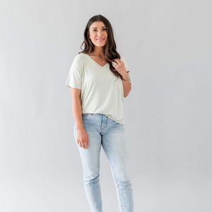 Kyte Mama Relaxed Fit V-Neck in Aloe