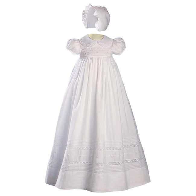 little things mean a lot girls 33" cotton gown with embroidery and pintucking