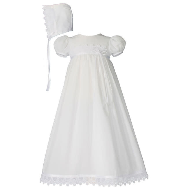 little things mean a lot girls 26" cotton christening gown with italian lace