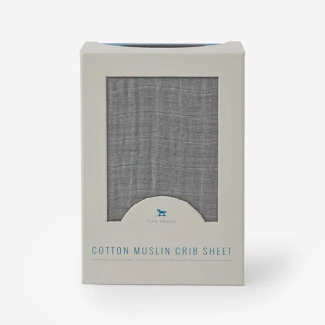 Little Unicorn Cotton Muslin Crib Sheet - Nickel