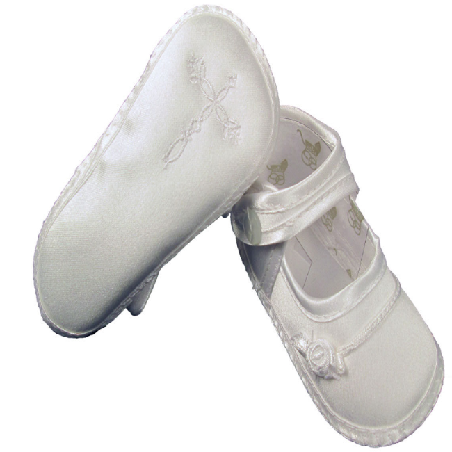 little things mean a lot satin shoe with embroidered celtic cross  - girls