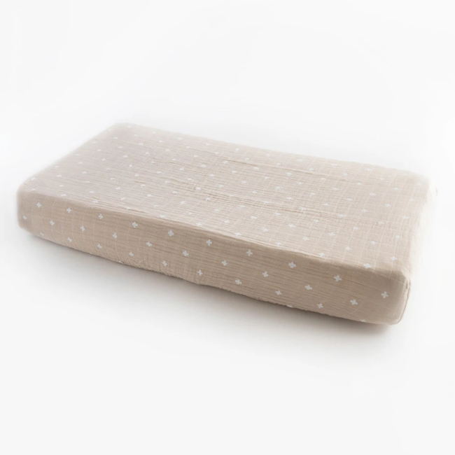 Little Unicorn Cotton Muslin Changing Pad Cover - Taupe Cross