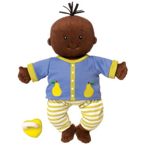Manhattan Toy Baby Stella Brown Doll with Black Hair - Blue Pear Sweater