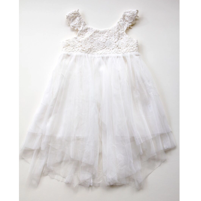Miss Rose Sister Violet Rose Lace Dress in White