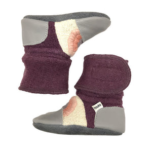 nooks design felted wool booties - embroidered dream on