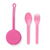 omielife fork spoon + pod 3 piece set V2 - bubble pink