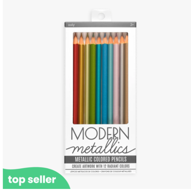 ooly modern metallic colored pencils - set of 12