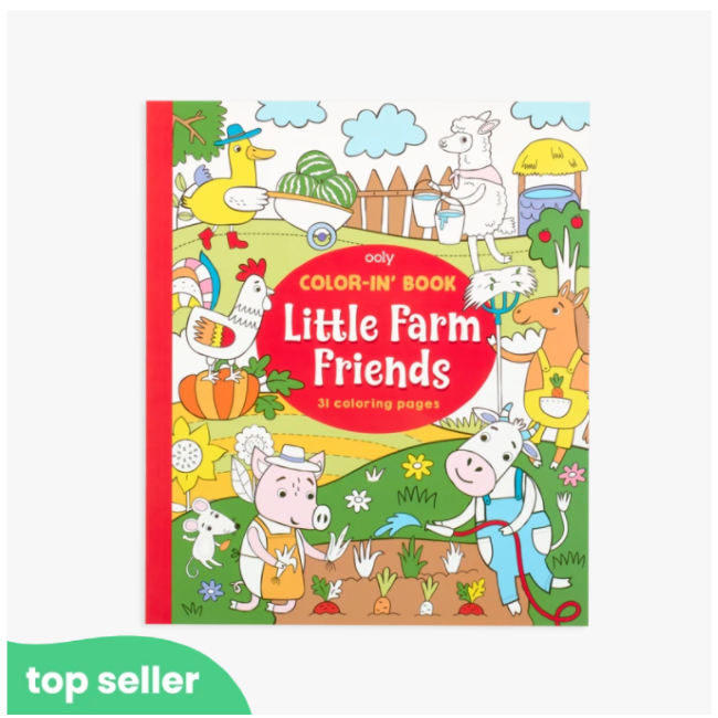 ooly color-in' book - little farm friends