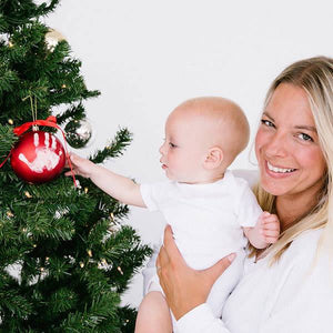 pearhead babyprints holiday ball ornament - red