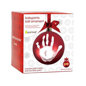 pearhead babyprints holiday ball ornament - red