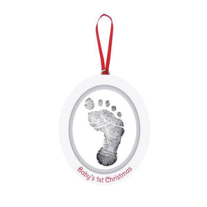 pearhead babyprints holiday photo ornament - white wooden oval