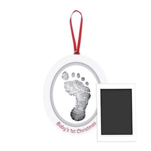 pearhead babyprints holiday photo ornament - white wooden oval