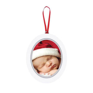 pearhead babyprints holiday photo ornament - white wooden oval
