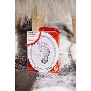 pearhead babyprints holiday photo ornament - white wooden oval
